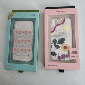 Two Kate Spade Iphone XS/X Cases Glitter Garden Cat and Embellished Clear